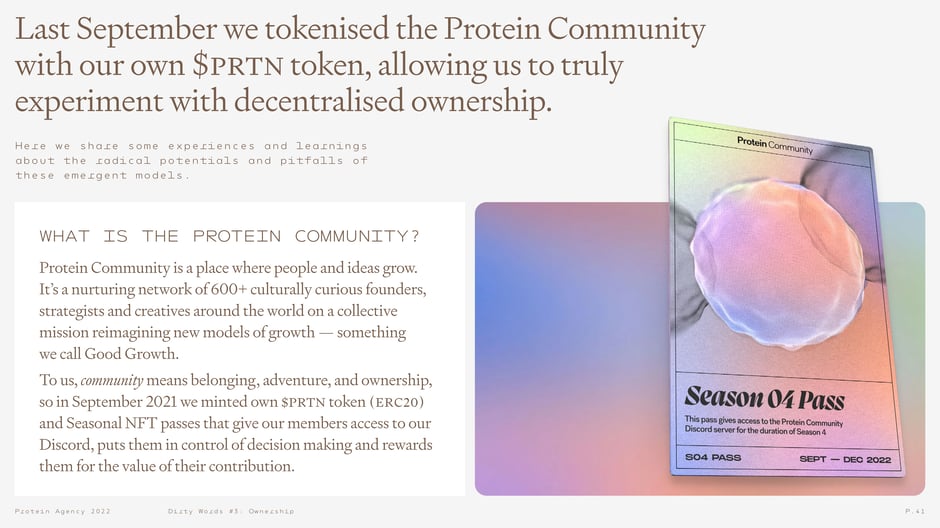 Tokenised community: $PRTN token and seasonal NFT passes