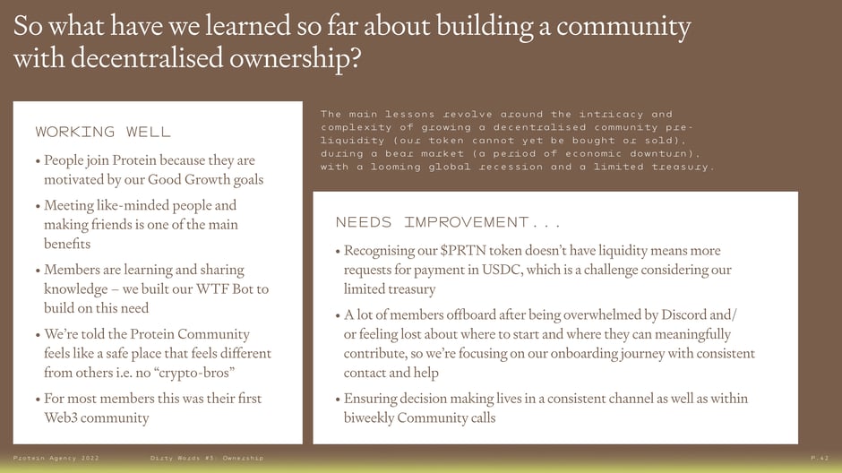 Lessons from building a tokenised community