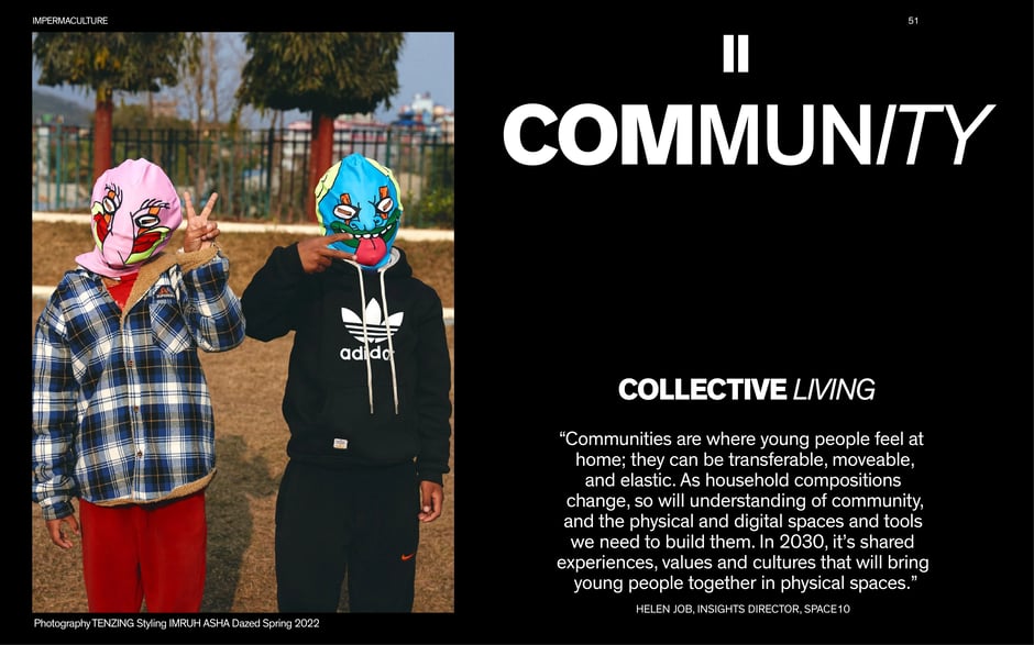 Frames community as transferable and elastic: shared experiences, values