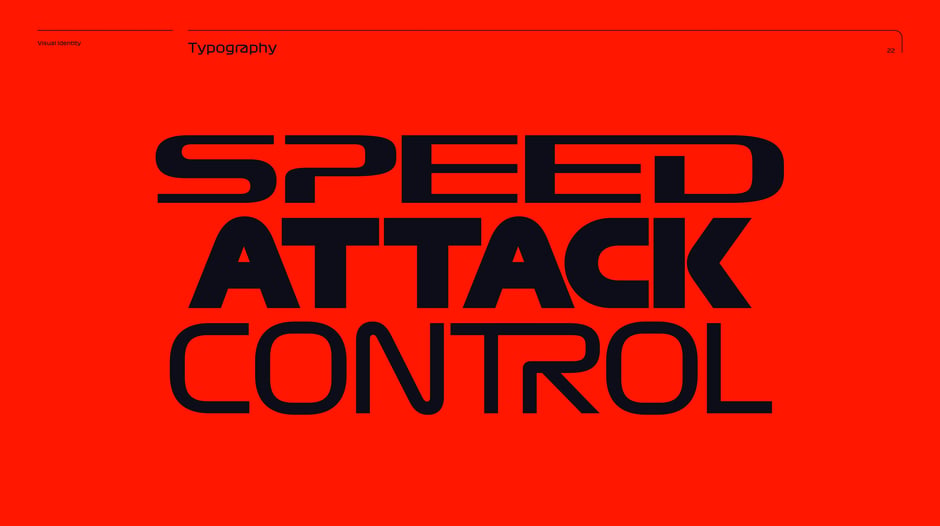 Establishes a bold, aggressive display tone with large phrases (e.g