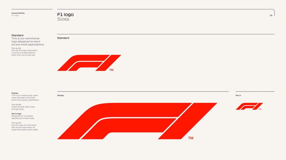 F1 logo: Sizes