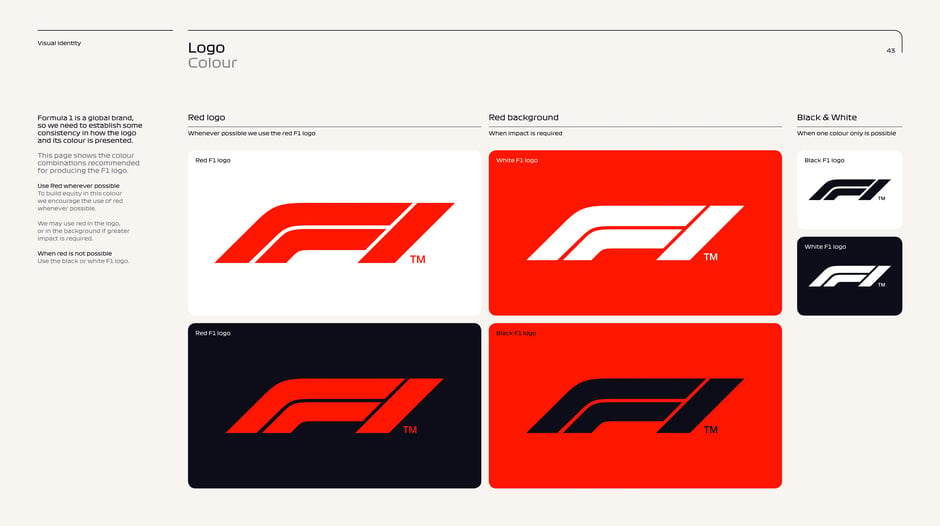 Approved colour combinations: red, white, black