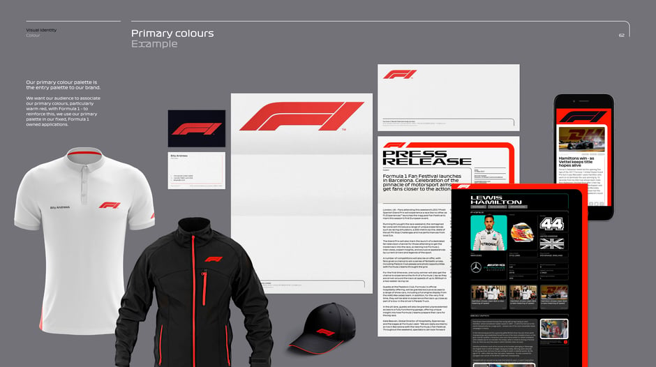 Primary colours applied to merchandise and collateral