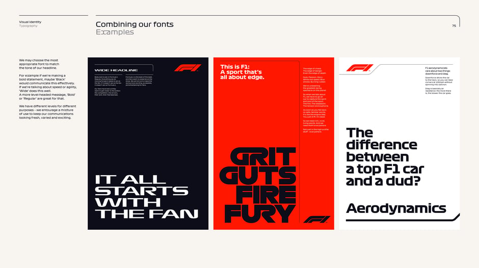 Poster and system examples showing Bold/Regular and Wide/Black pairings