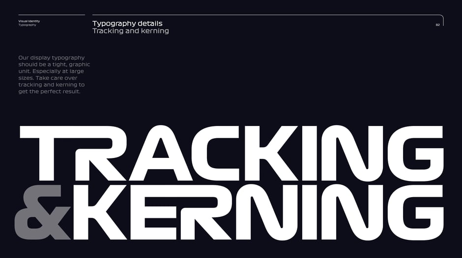 Tracking and kerning: display guidance