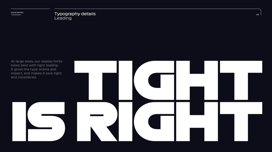 Tight leading for large displays