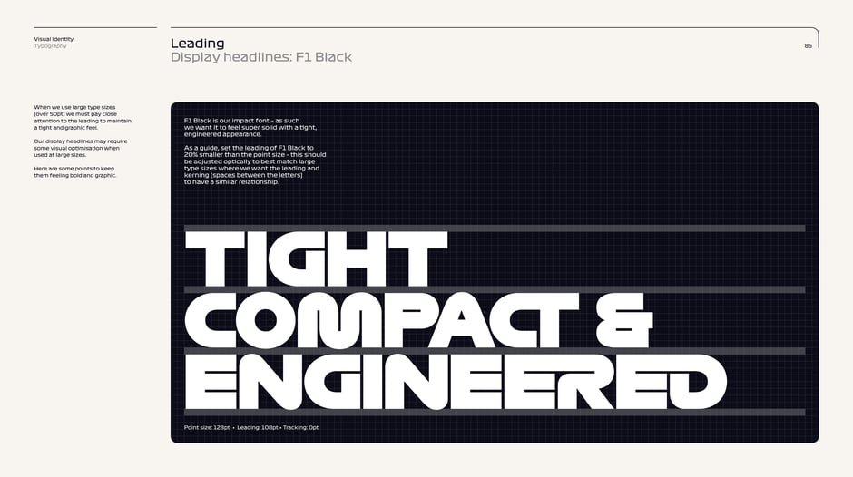 Display headlines: F1 Black leading guide