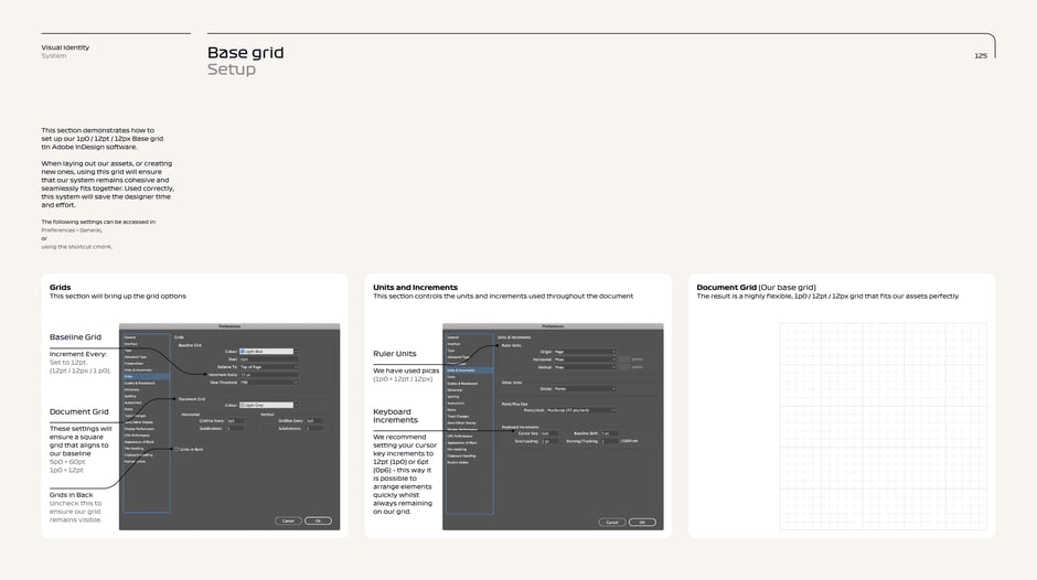 Base grid setup: InDesign preferences and increments