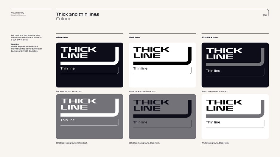 Thick and thin lines: colour