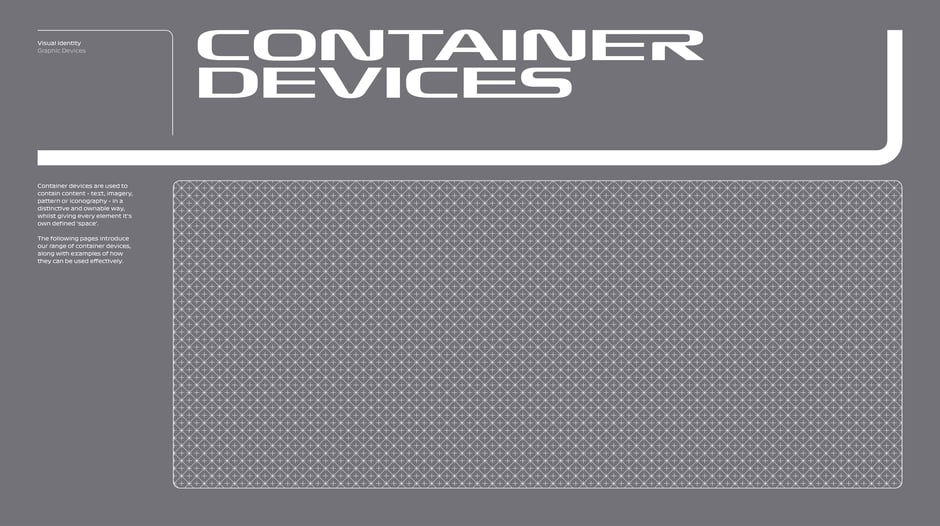 Introduces container devices as flexible, rounded shapes used to contain