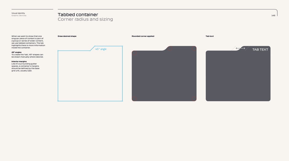 Tabbed container: corner radius and tab shape