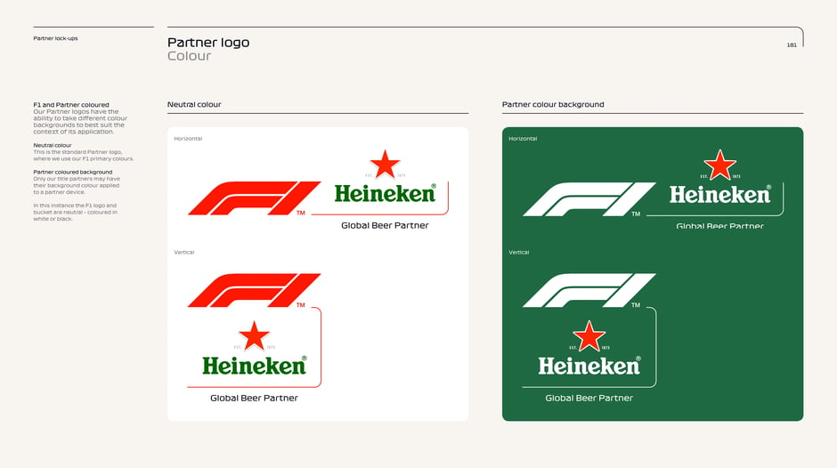 Defines permitted colour treatments for partner lock‑ups: partner marks may