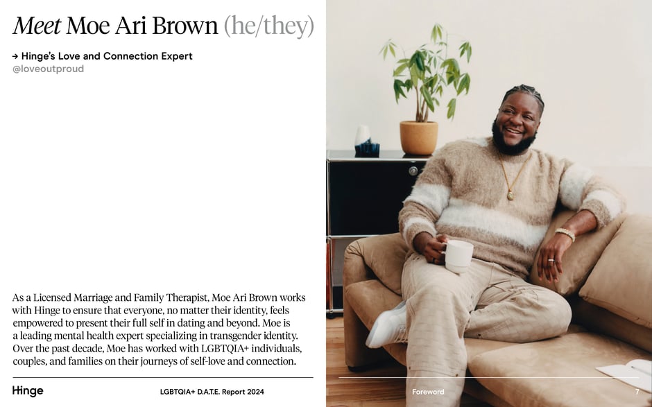 Meet Moe Ari Brown (he/they), Hinge's Love & Connection Expert