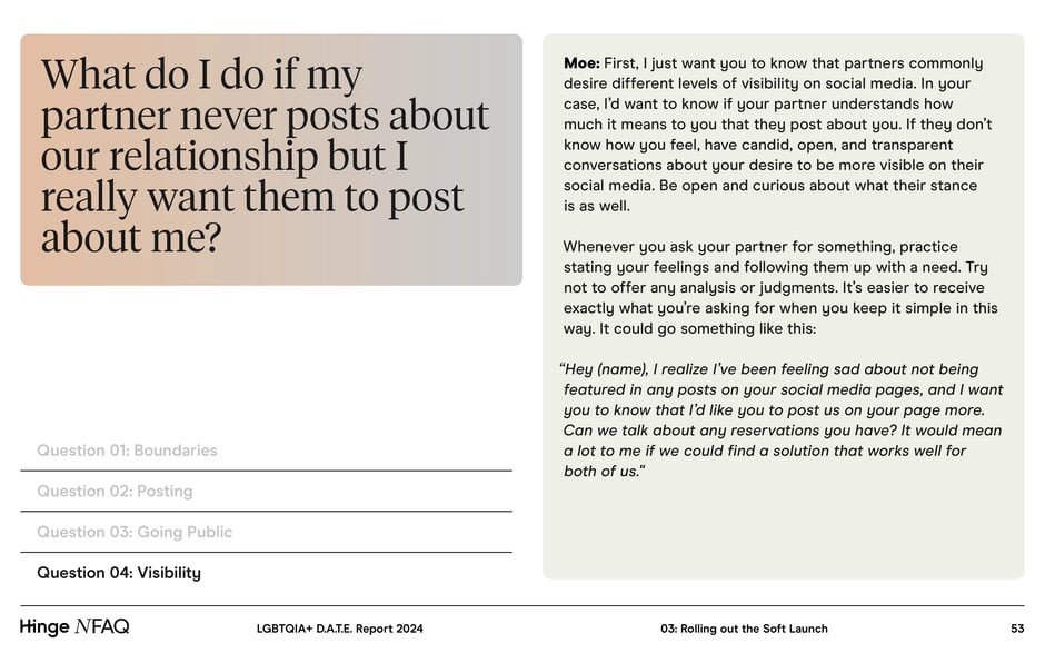 What do I do if my partner never posts about