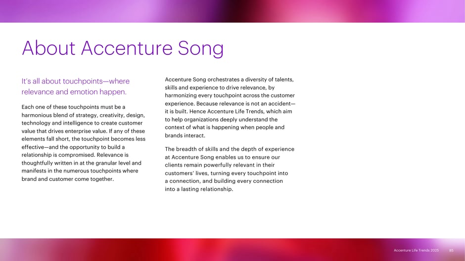 Accenture Song combines strategy, creativity, design, technology and intelligence