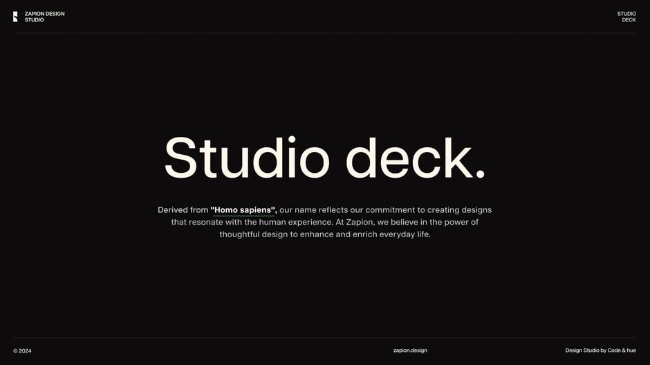 Zapion Design Studio Agency Deck 2024 — slide preview 2