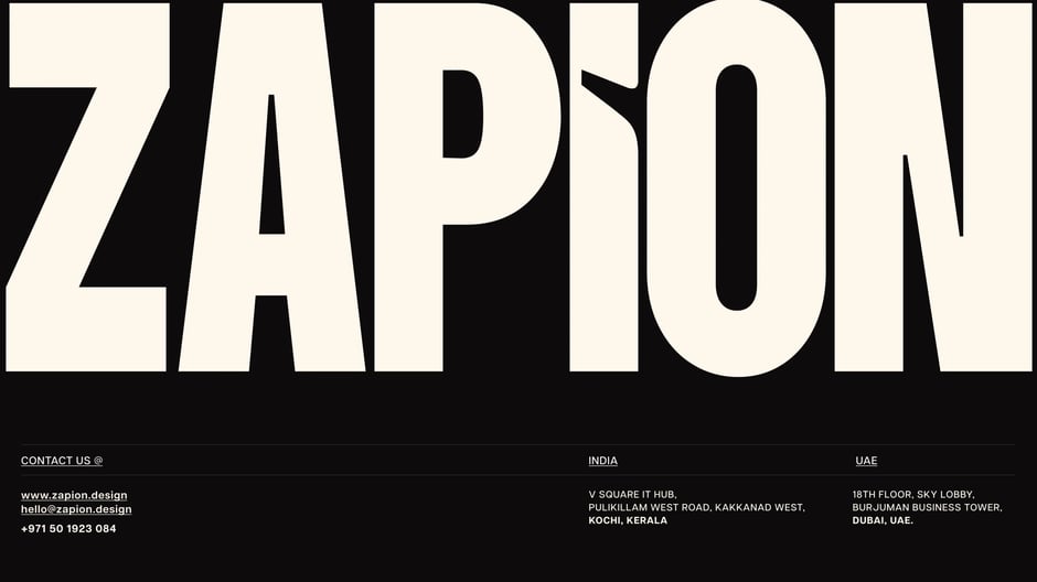 Zapion contact details: Kochi, India and Dubai, UAE offices