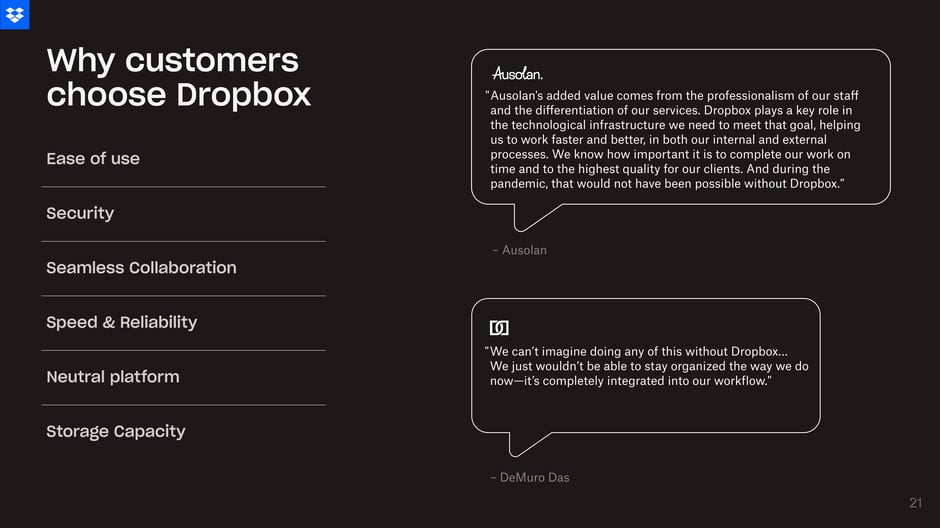 Why customers choose Dropbox