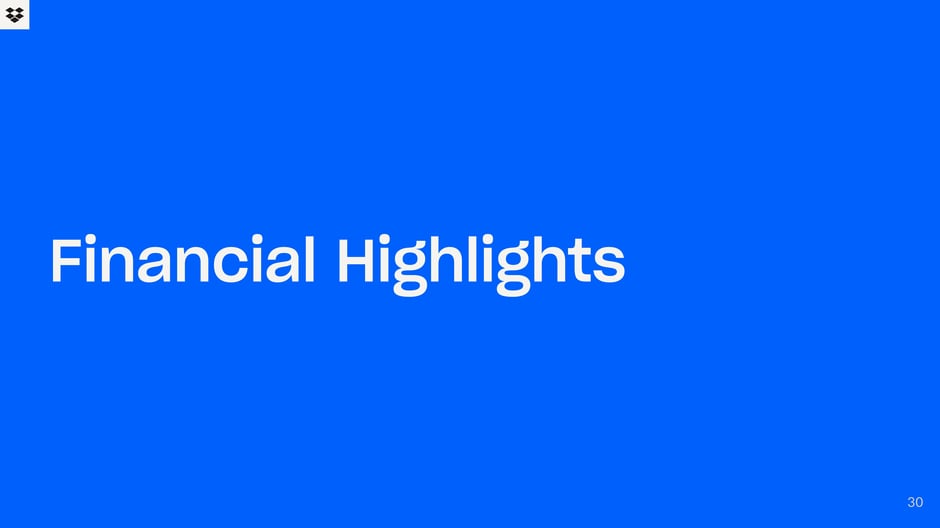 Section header introducing the deck's Financial Highlights section and upcoming