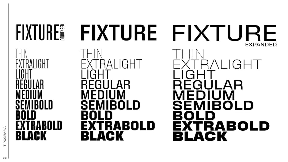 Fixture family: condensed, regular, expanded
