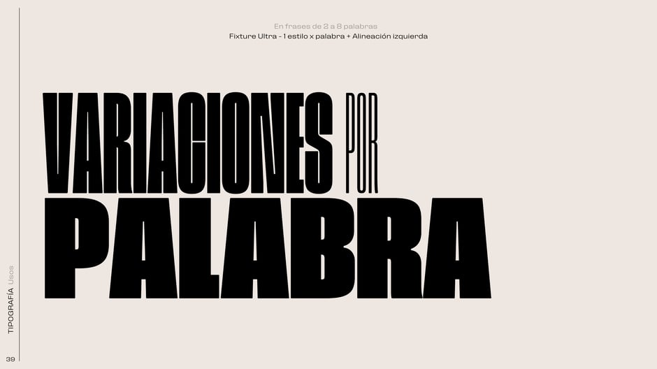 Variaciones por palabra: alineación izquierda