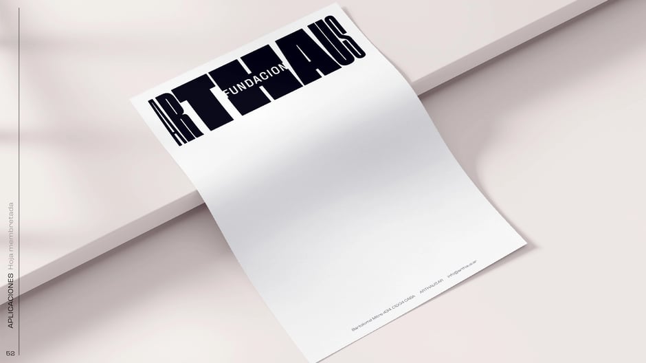 Letterhead mockup places the condensed logotype across the top