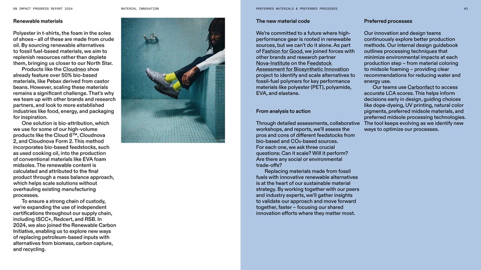 Renewable materials, bio‑attribution, and preferred processes