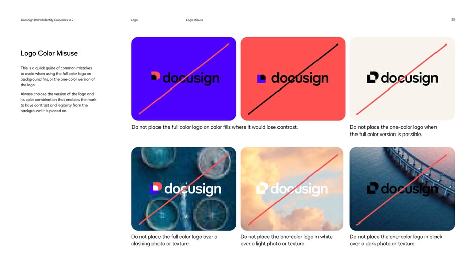 Logo color misuse: avoid low-contrast placements