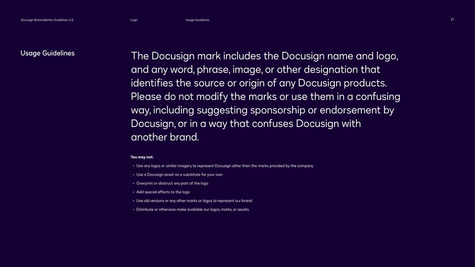 Usage guidelines and prohibited mark uses