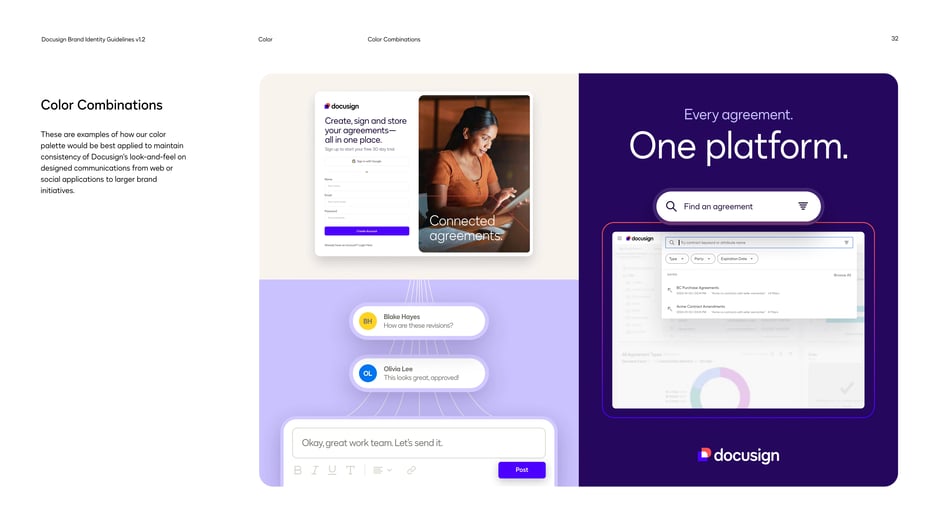 Color combinations applied to web and social