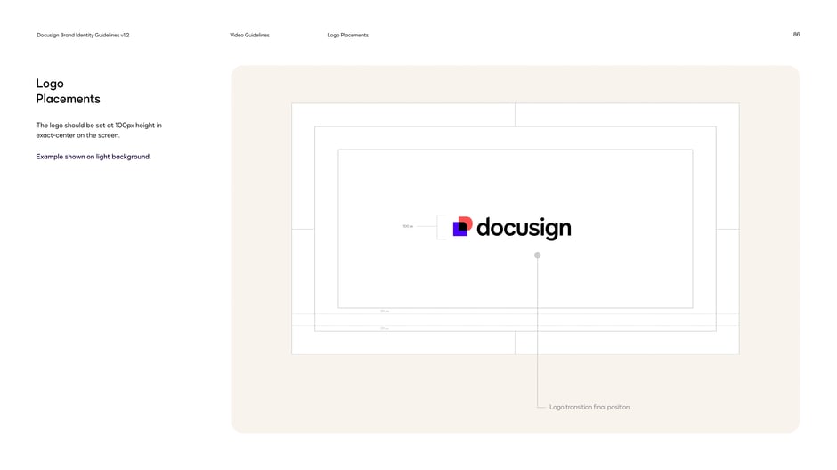 Set the DocuSign logo at 100px height in the exact