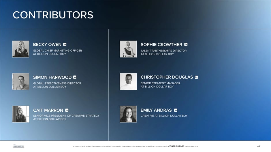 Billion Dollar Boy contributors: marketing, strategy and creative