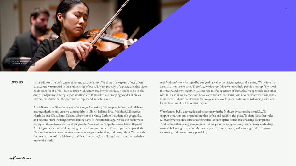 Long bio: narrative framing and organizational purpose