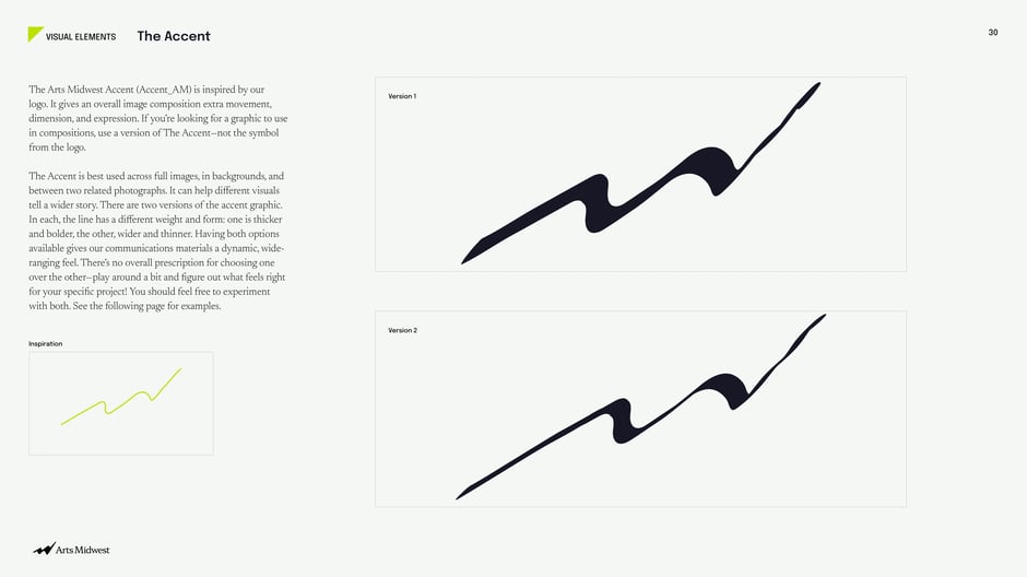 Defines The Accent (Accent_AM) as a logo-inspired graphic with two