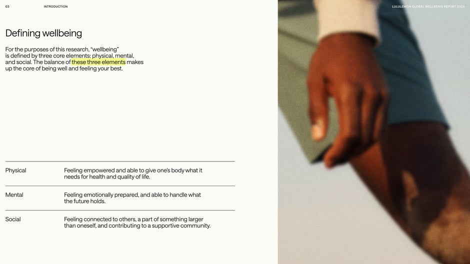 lululemon Global Wellbeing Report 2024 — slide preview 3