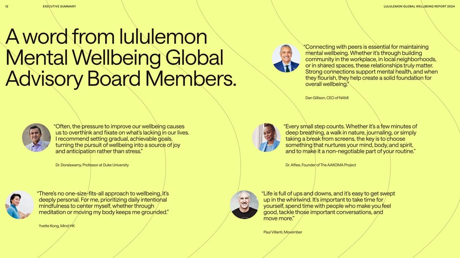 A word from lululemon Mental Wellbeing Global Advisory Board Members