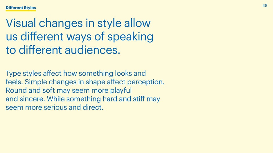 Visual changes in style allow us different ways of speaking