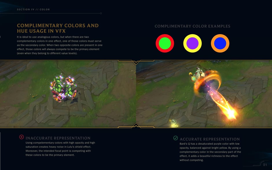 Complimentary colors and hue usage in VFX