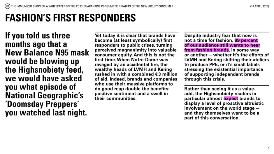 89% still want to hear from fashion brands: but expect altruistic action