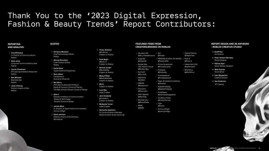 Thank You to the 2023 report contributors