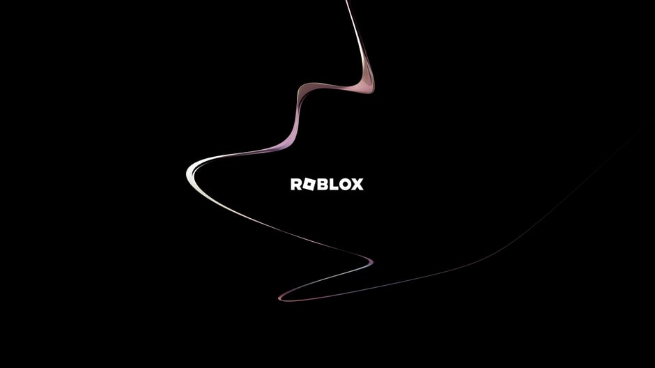 Closing slide with the Roblox logomark and abstract ribbon graphic