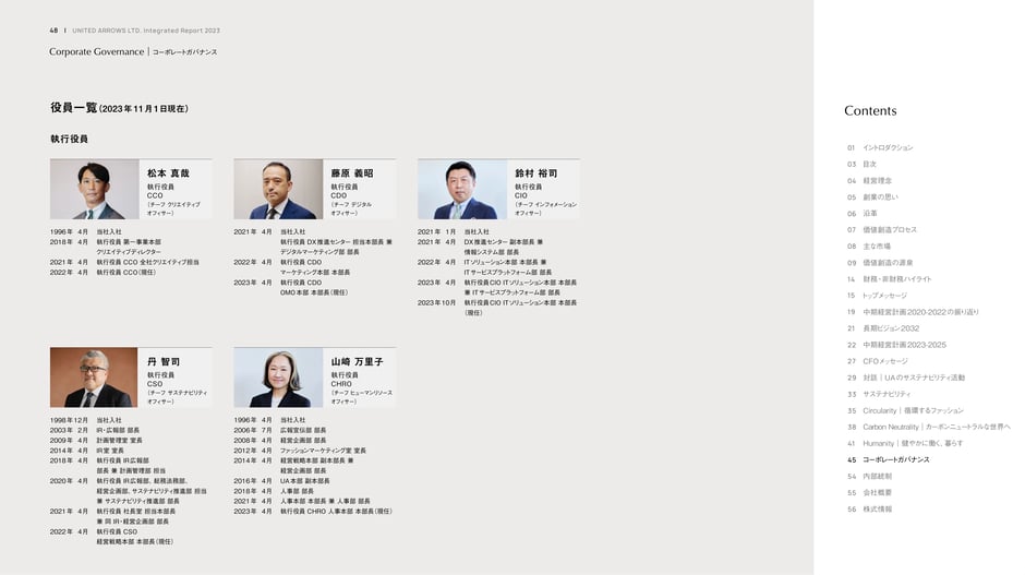 Board and committee framing: skills matrix