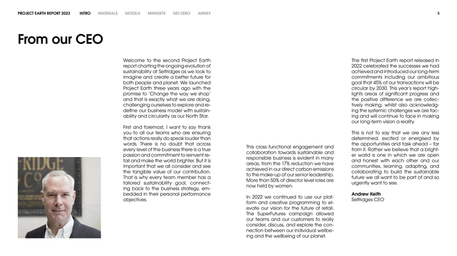 Andrew Keith, Selfridges CEO, reflects on Project Earth progress, thanks