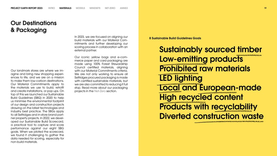 Sustainable Build Guidelines goals for destinations and packaging