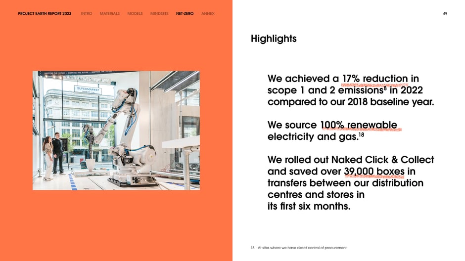 Net‑Zero highlights: 17% scope 1 & 2 reduction