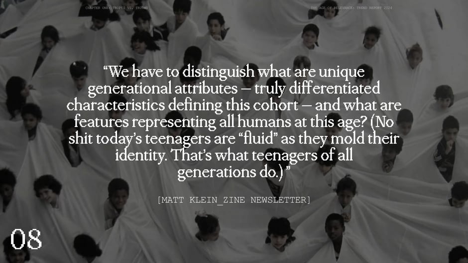 Quote: distinguishing generational attributes from universal traits
