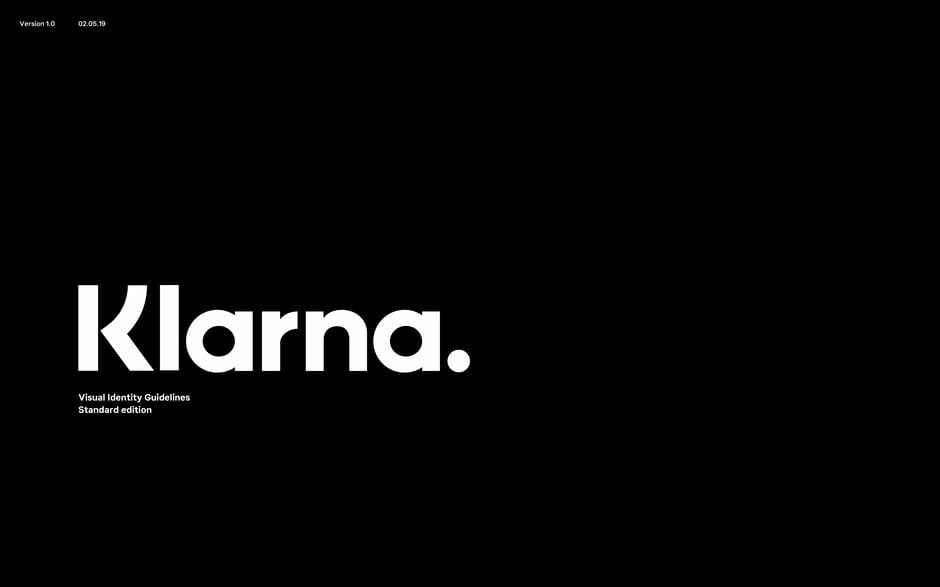 Klarna Visual Identity Guidelines 2019 — cover slide