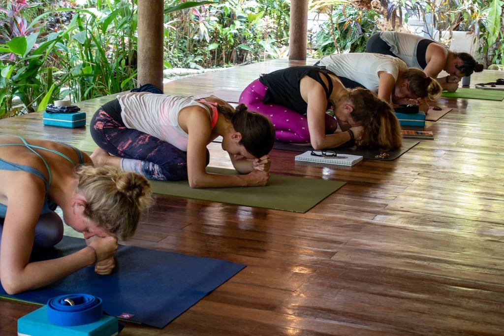 yoga students resting position