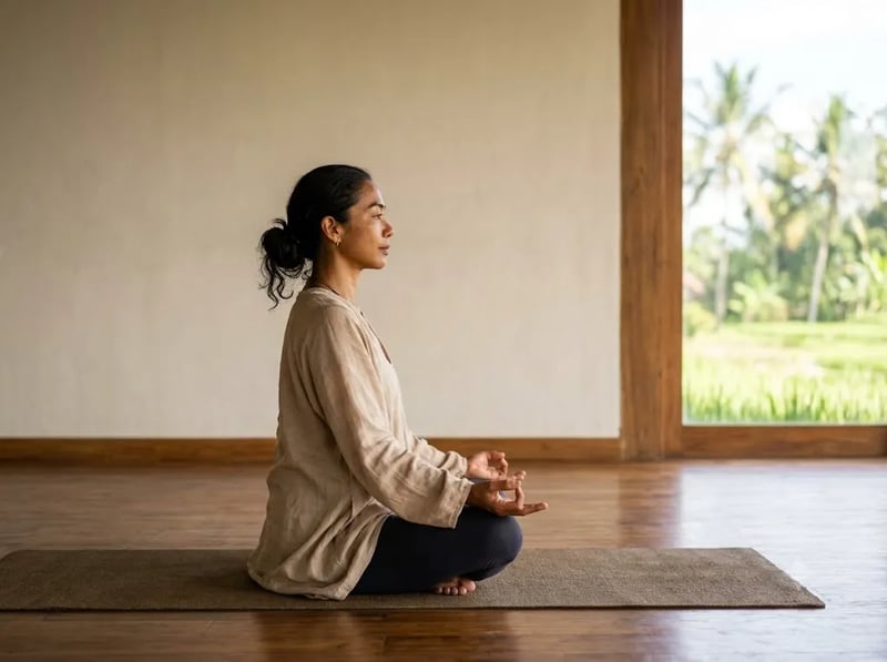 Seated figure in easy pose with an upright spine