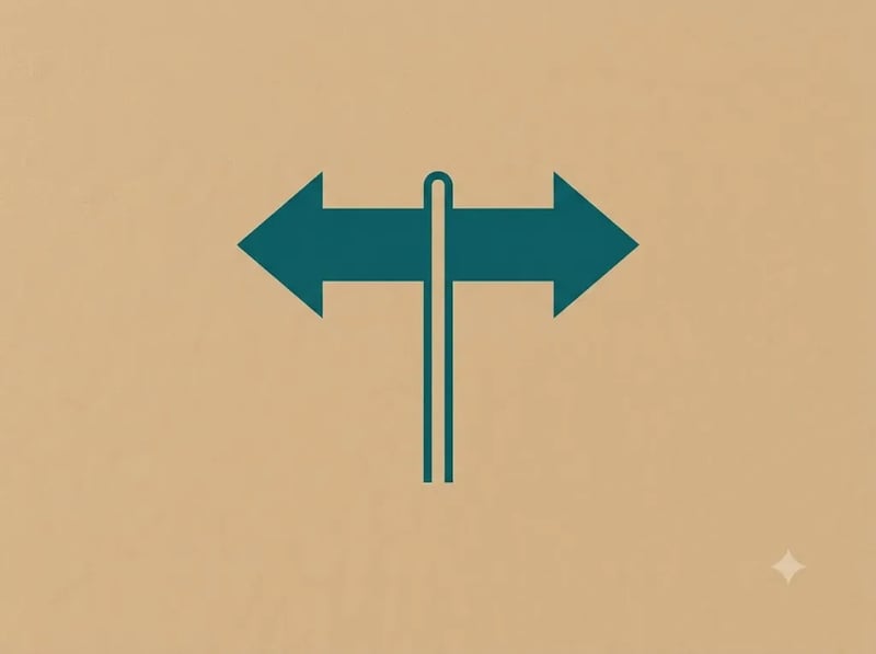 Two arrows pointing opposite ways on a minimalist signpost